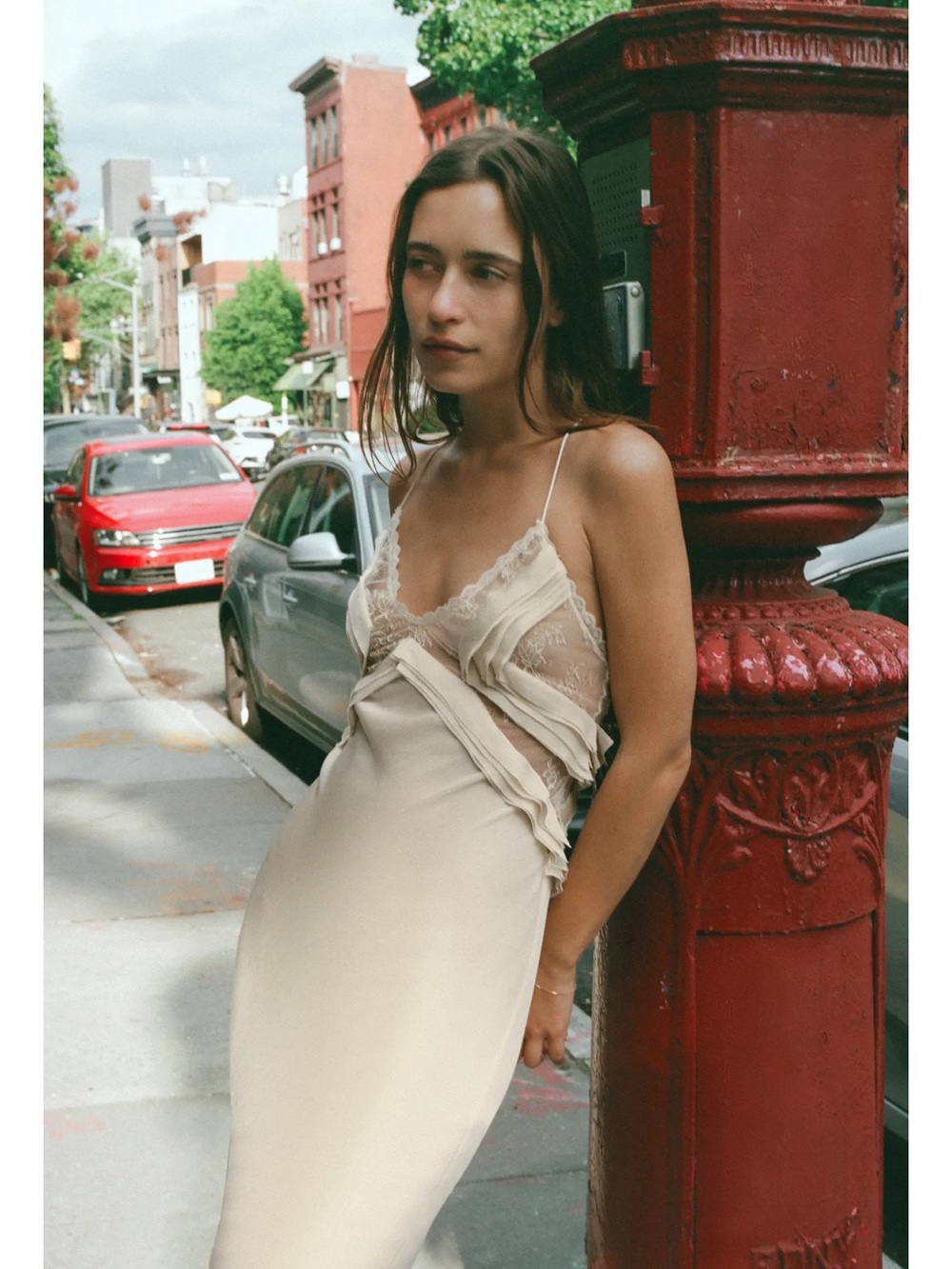 LONG GEORGETTE RUFFLE DRESS